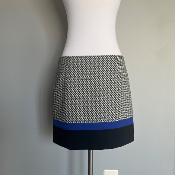 Tibi Mini Geometric Color block Houndstooth Black White Casual Career Skirt 4 S - Picture 3 of 13